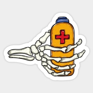 Skull hand grab medicine Sticker